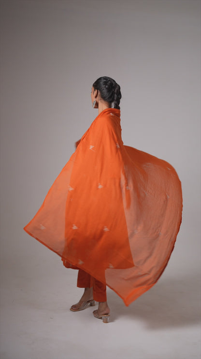 Gulnaar Tangerine Embroidery A-Line Dupatta Suit