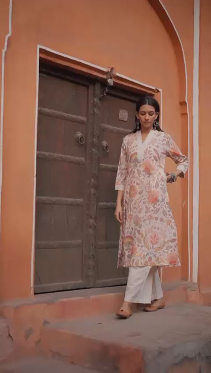 Gulnar Rust – Jaipuri Cotton Kurti Pant Set